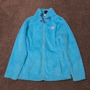 fuzzy north face jacket.
